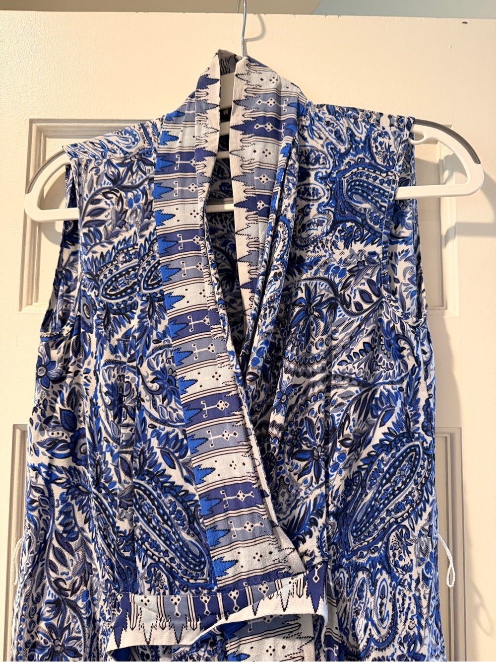 BCBGMaxAzria Blue and White Asymmetrical Paisley Dress